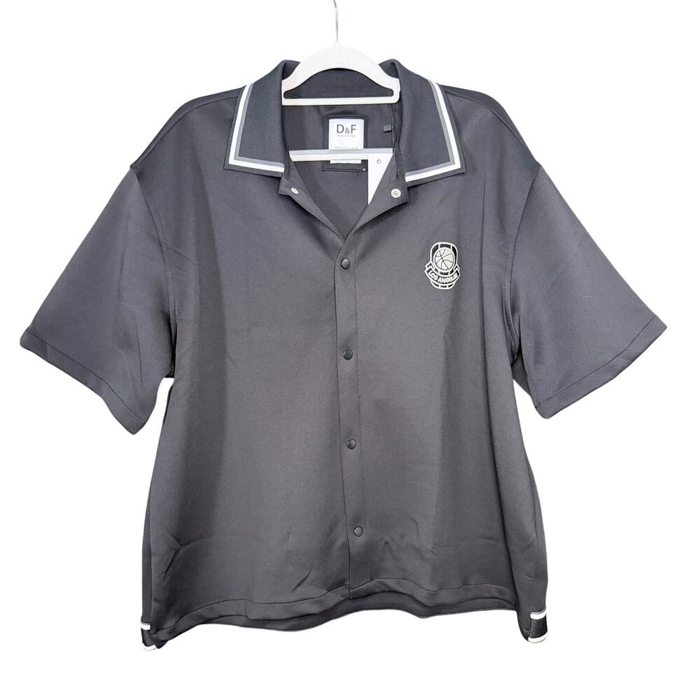 D&F Ricky Singh Relaxed Fit  Men’s Shirt Snap Front Los Angeles Bsktball NWT Lrg